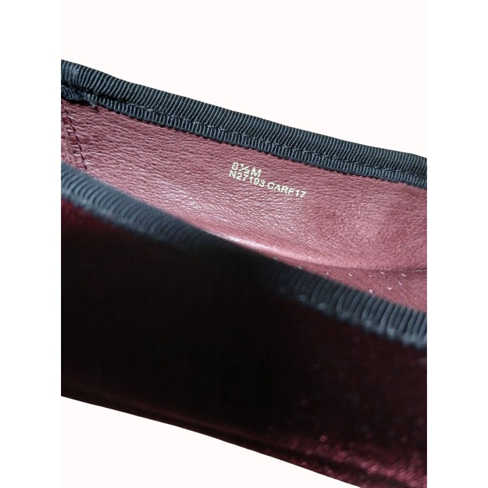Born Ono Hallada Wine Velvet Ballet Flats Bow Shoes Size 8.5 Stacked Low Heel - Picture 14 of 15
